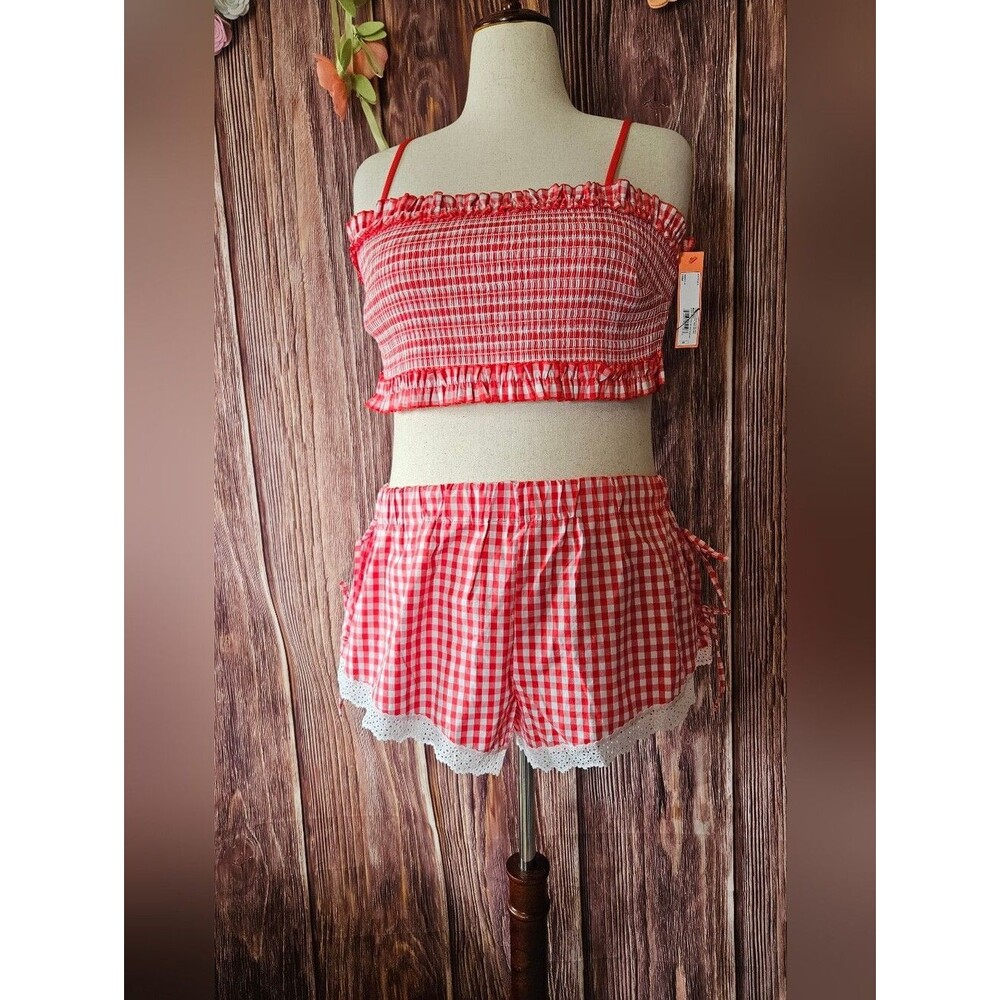 NWT Colsie Gingham Bralette And Shorts Set Plus Size 2X